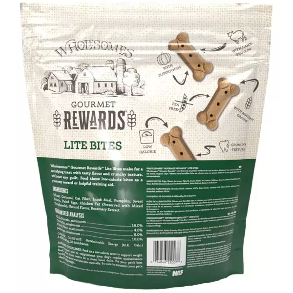 Wholesomes Rewards Dog Treat Lite Bites Lamb Biscuits 3#