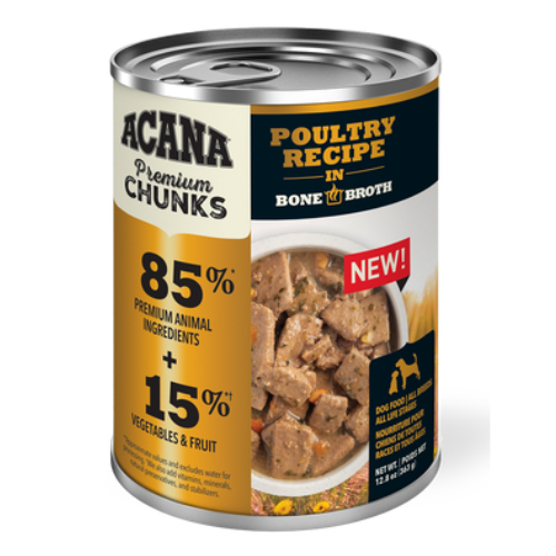Acana Wet Dog Premium Chunks Poultry in Broth 12.8oz Can