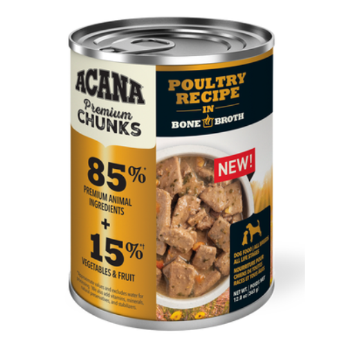 Acana Dog Can Premium Chunks Poultry Recipe In Bone Broth 12.8oz