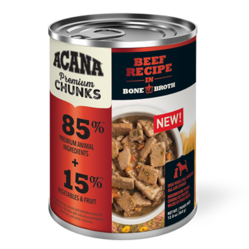 Acana Dog Can Premium Chunks Beef Recipe In Bone Broth 12.8oz