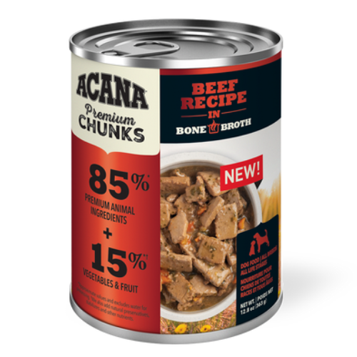 Acana Wet Dog Premium Chunks Beef in Broth 12.8oz Can