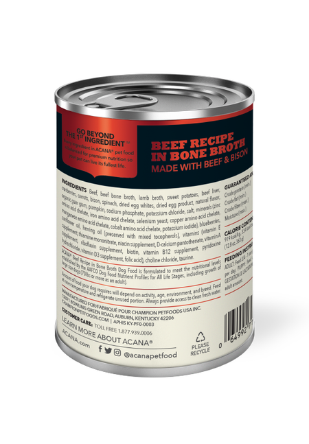 Acana Wet Dog Premium Chunks Beef in Broth 12.8oz Can