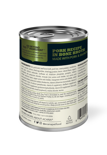 Acana Wet Dog Premium Chunks Pork in Broth 12.8oz Can