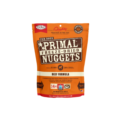 Primal Dog Beef Formula Nuggets Complete Freeze-Dried Diet 14oz