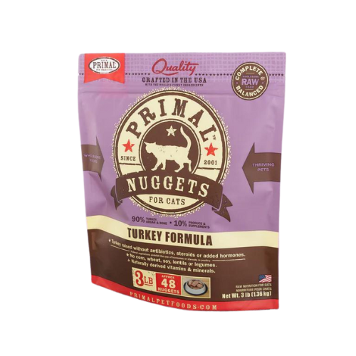 Primal Cat Turkey Formula Nuggets Complete Frozen Diet 3#