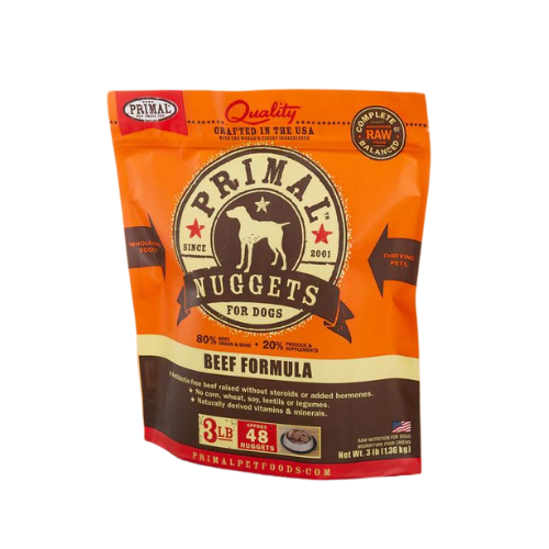 Primal Dog Beef Formula Nuggets Complete Frozen Diet 3#