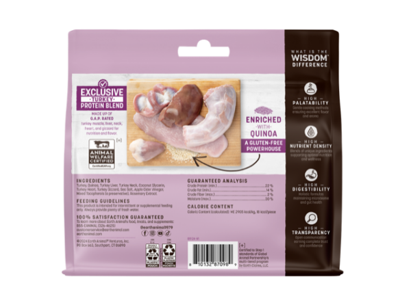 Earth Animal Dog Treats Wisdom Air Dried Jerky Turkey 4oz