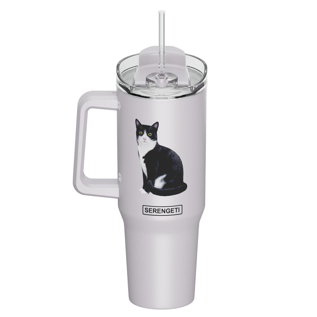 Serengeti Cat Black & White Stainless Steel Tumbler 40oz