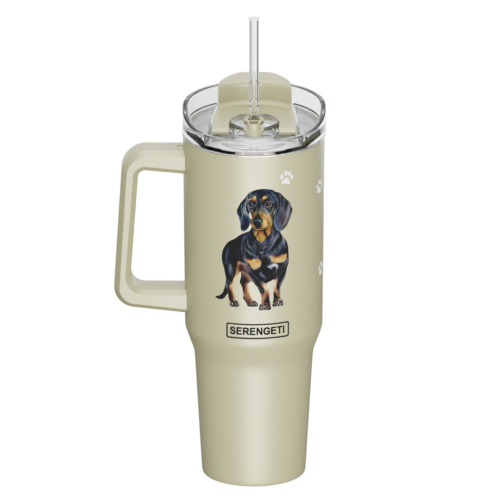 Serengeti Dachshund Black Stainless Steel Tumbler 40oz