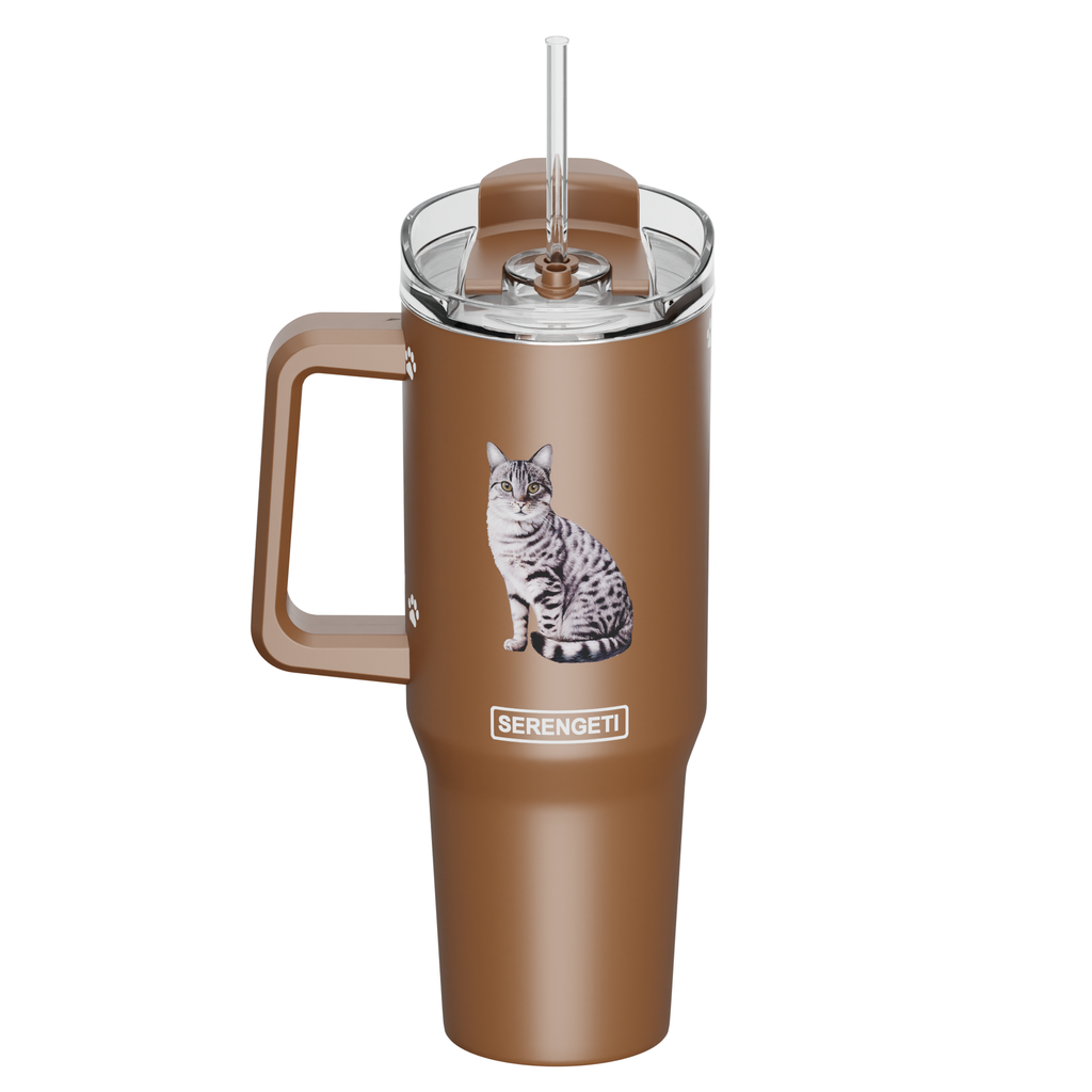 Serengeti Cat Silver Tabby Stainless Steel Tumbler 40oz