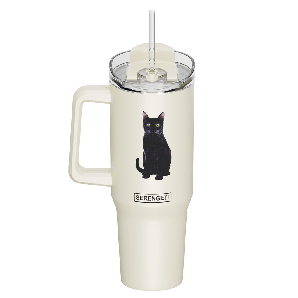 Serengeti Cat Black Stainless Steel Tumbler 40oz