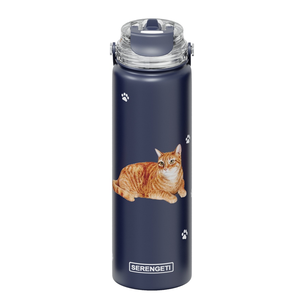 Serengeti Cat Tabby Orange Stainless Steel Water Bottle 24oz