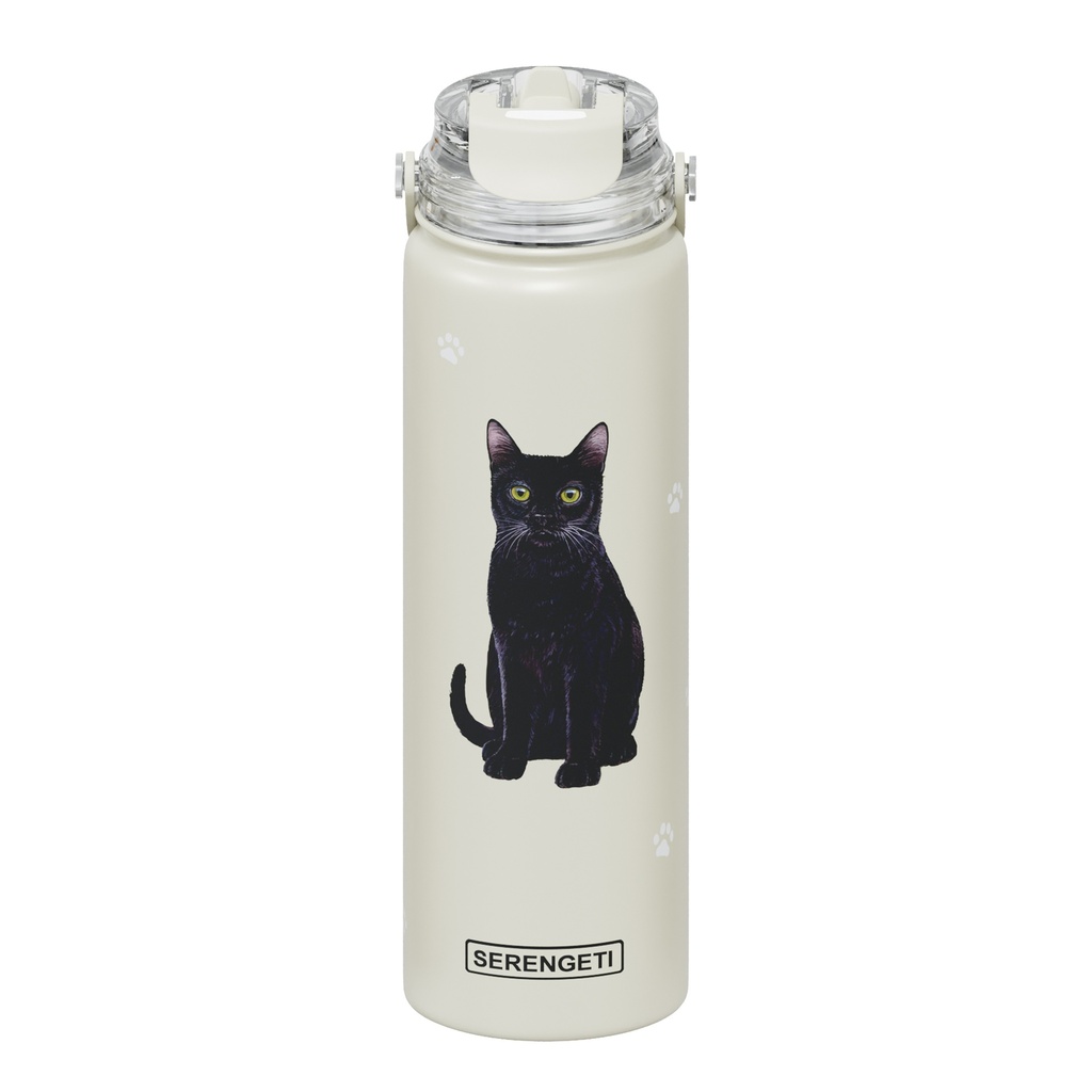 Serengeti Cat Black Stainless Steel Water Bottle 24oz