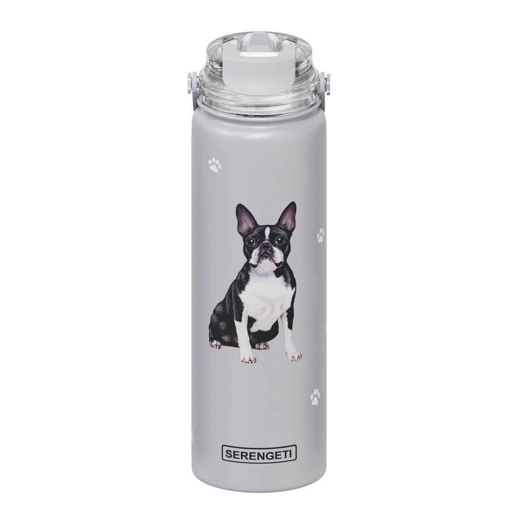 Serengeti Boston Terrier Stainless Steel Water Bottle 24oz