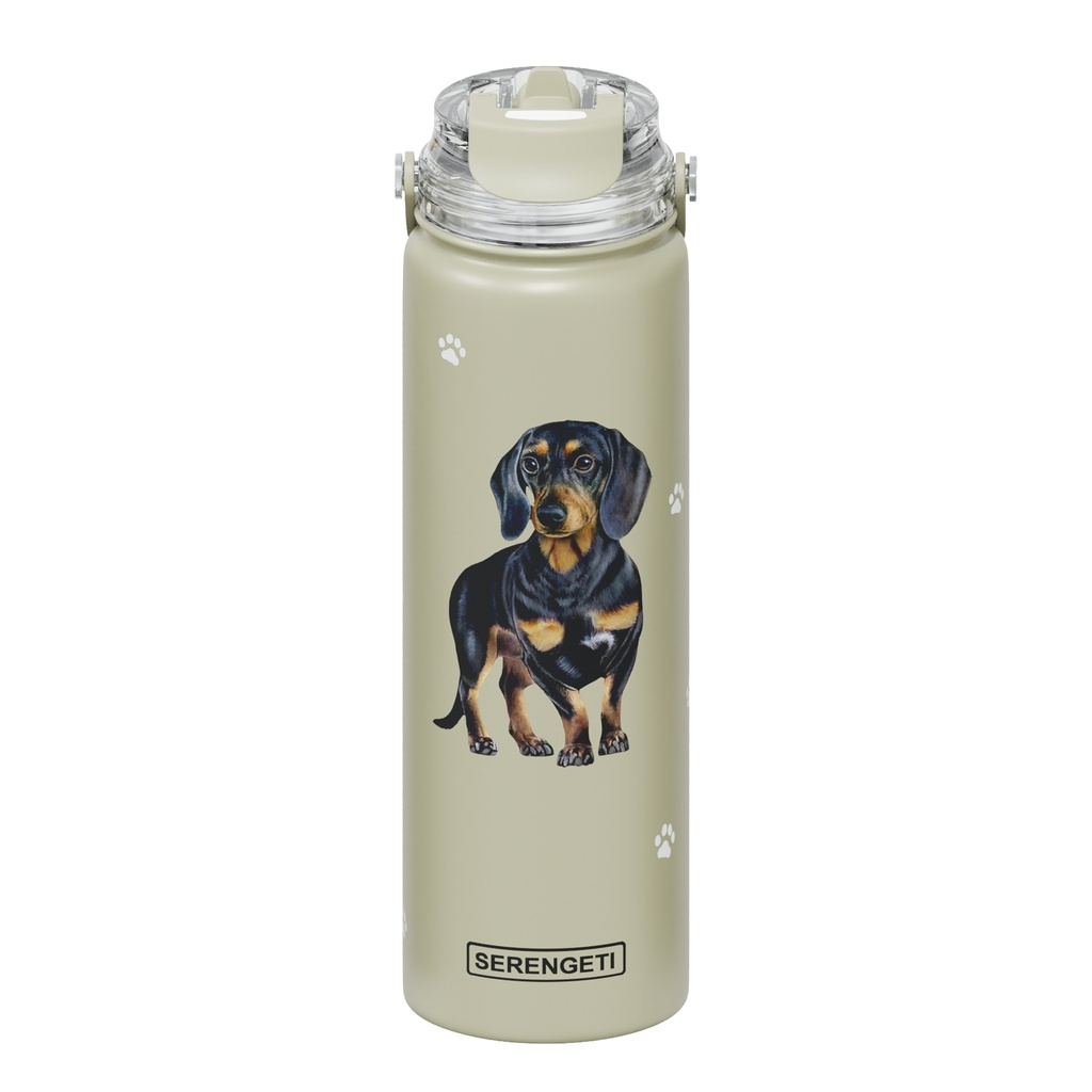 Serengeti Dachshund Black Stainless Steel Water Bottle 24oz