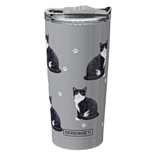 Serengeti Cat Black & White Stainless Steel Tumbler 20oz