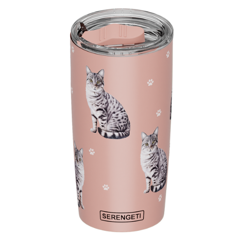 Serengeti Cat Tabby Silver Stainless Steel Tumbler 20oz