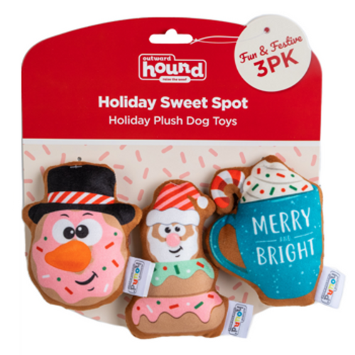 Outward Hound Holiday Dog Toy Sweet Spot 3 Pack