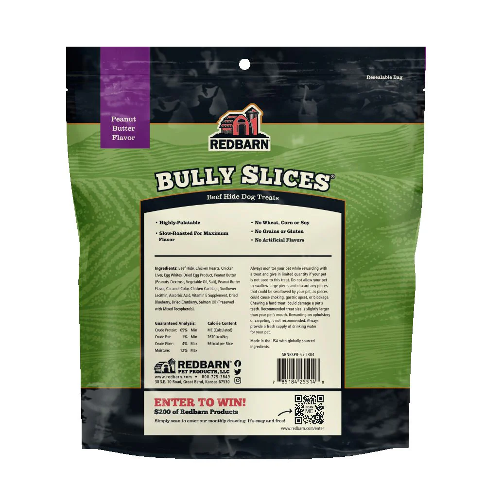 Redbarn Dog Chews Peanut Butter Bully Slices 9oz