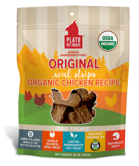 Plato Real Strips Dog Treats Chicken 18oz