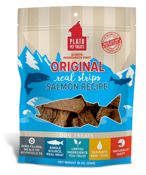 Plato Real Strips Dog Treats Salmon 18oz