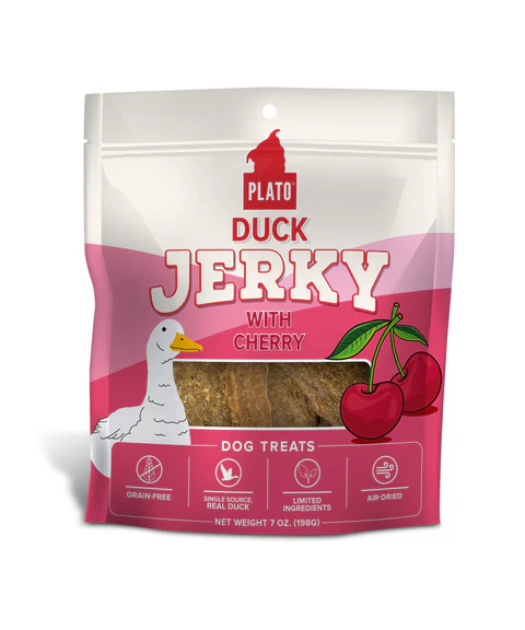 Plato Dog Treat Duck Jerky With Cherry 7oz