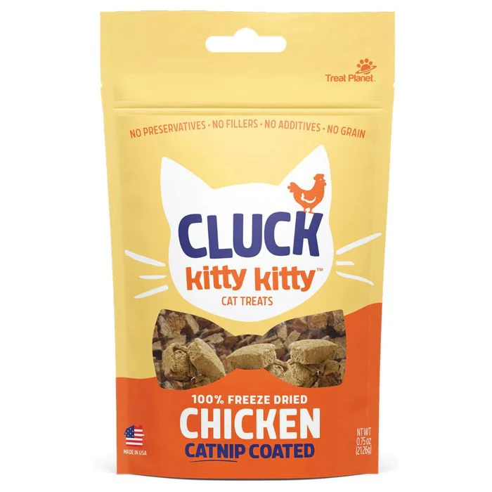 Treat Planet Cluck Kitty Kitty Cat Treats 100% Freeze Dried Chicken .75oz