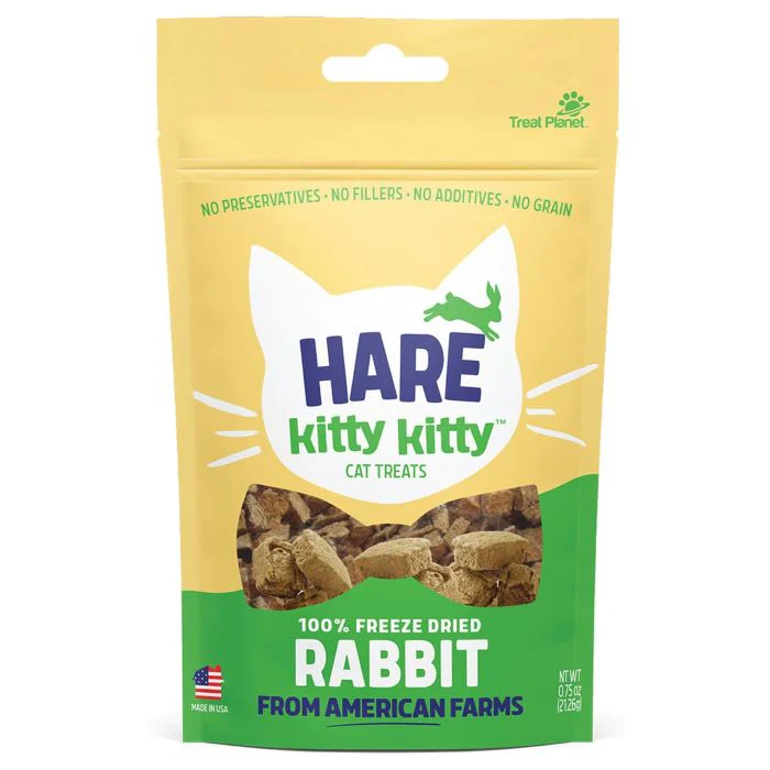 Treat Planet Hare Kitty Kitty Cat Treats 100% Freeze Dried Rabbit .9oz