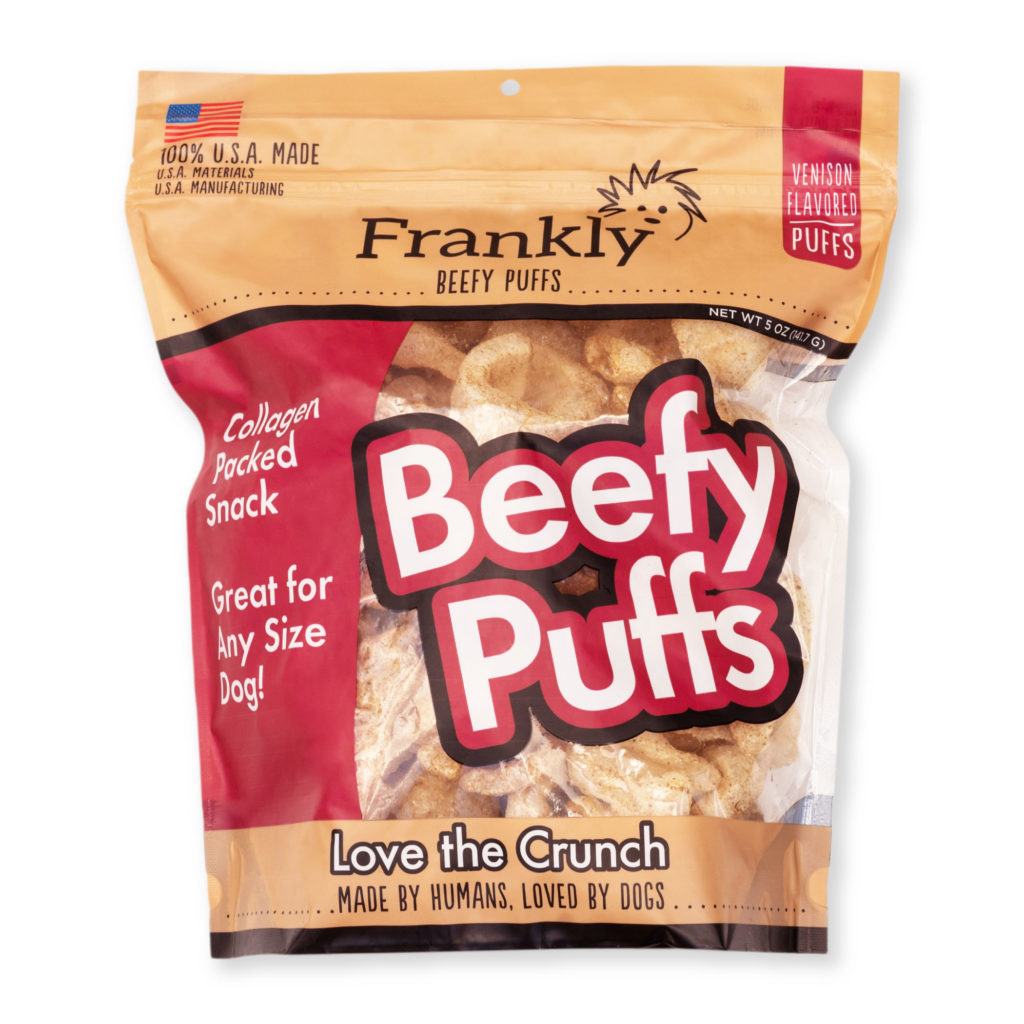 Frankly Dog Beefy Puffs Collagen Packed Snack Venison Treats 5oz