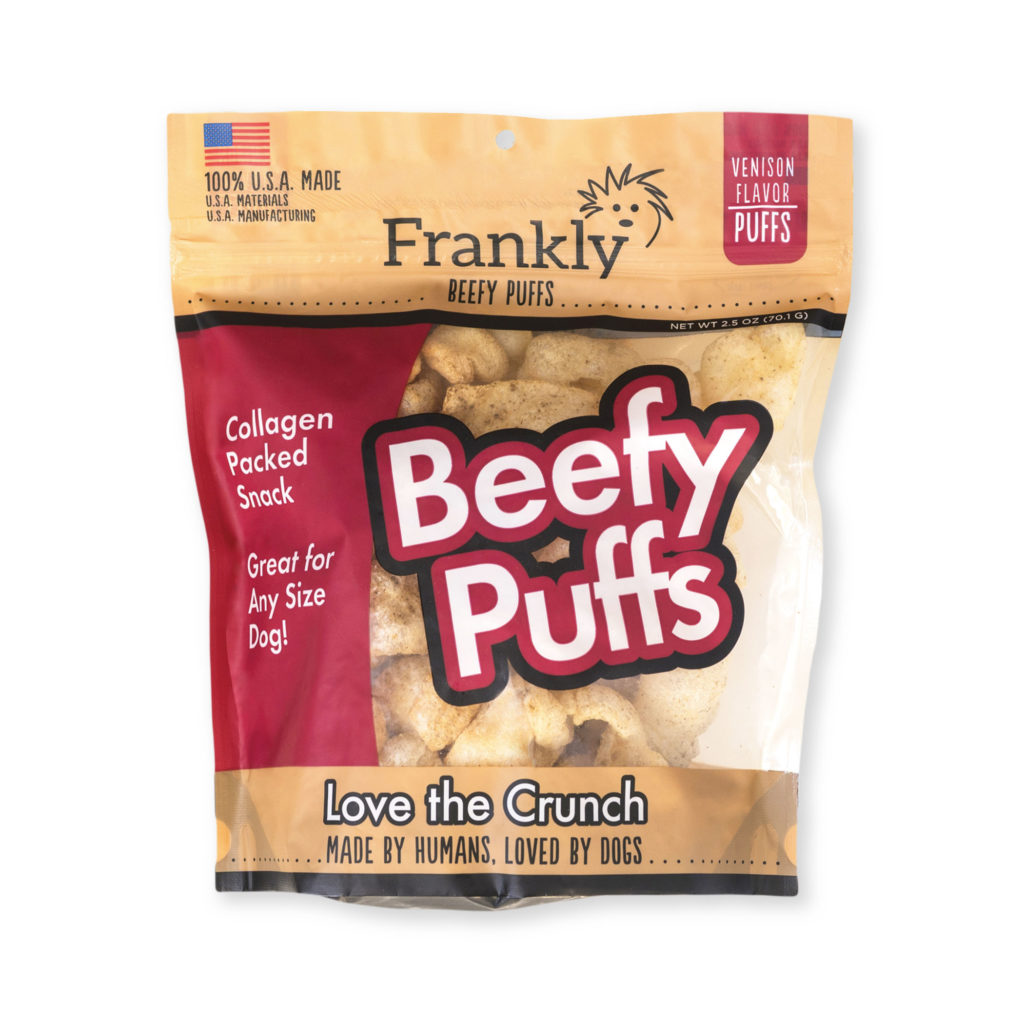 Frankly Dog Beefy Puffs Collagen Packed Snack Venison Treats 2.5oz