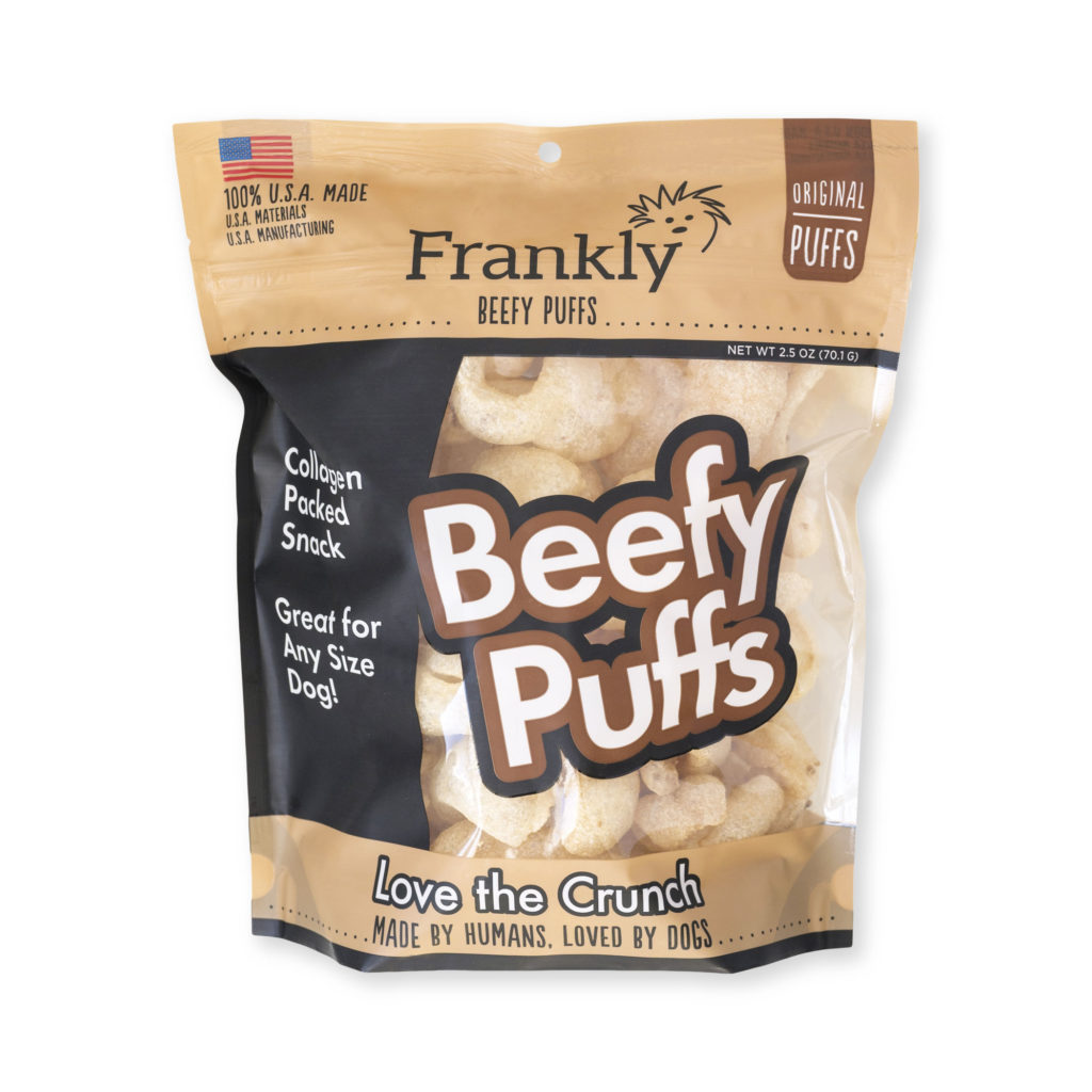 Frankly Dog Beefy Puffs Collagen Packed Snack Original Treats 2.5oz