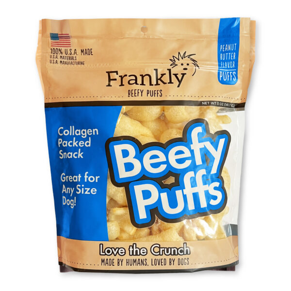 Frankly Dog Treats Beefy Puffs Collagen Peanut Butter 5oz