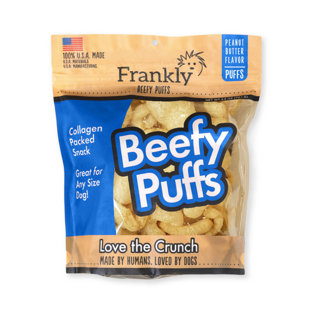 Frankly Dog Treats Beefy Puffs Collagen Peanut Butter 2.5oz