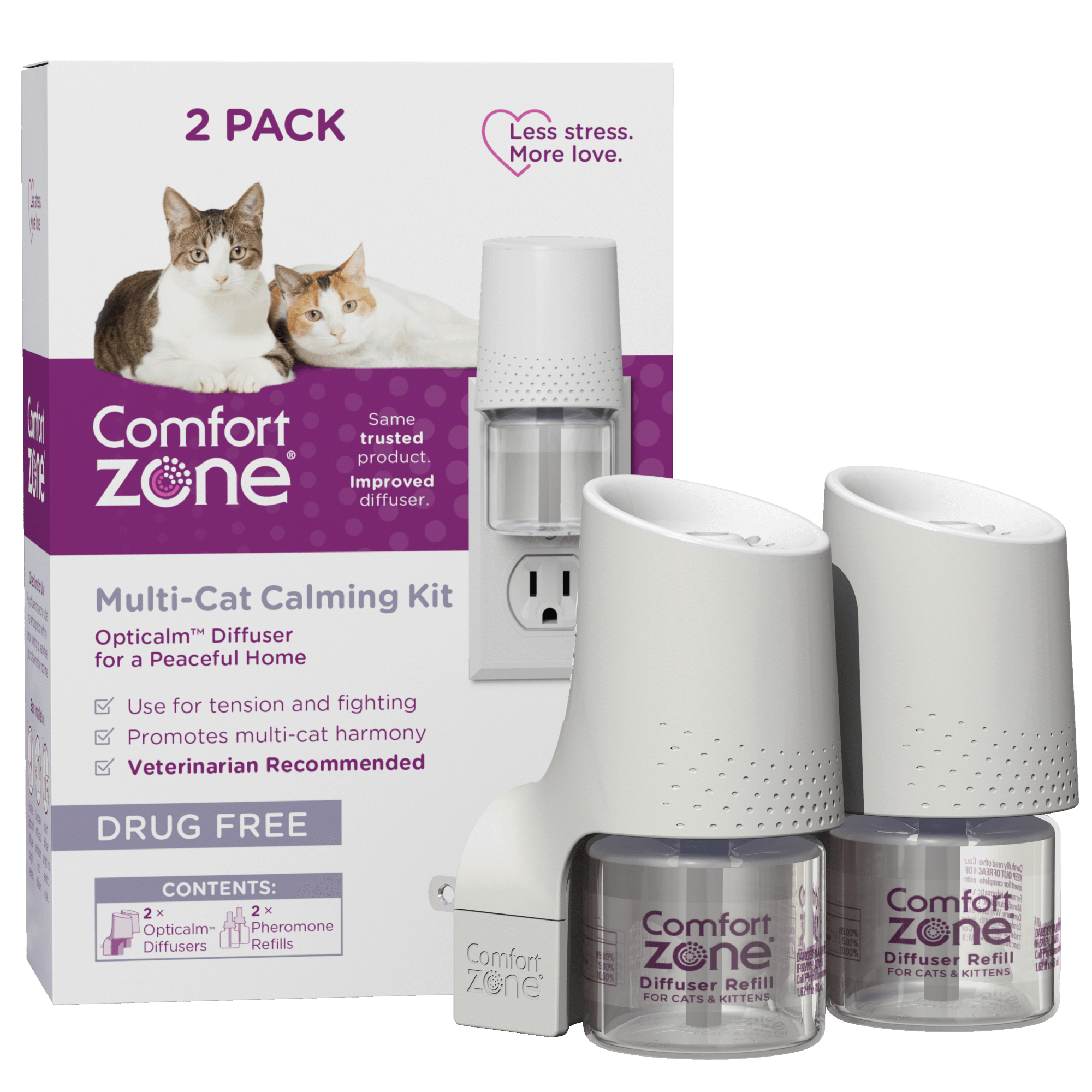 Comfort Zone Multicat Calming Diffuser Two Room Kit For Cats & Kittens