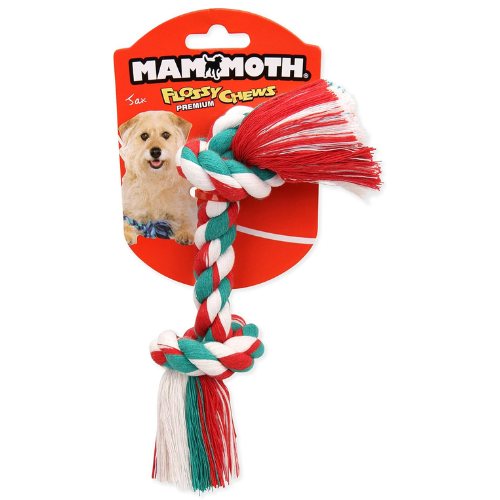 Mammoth Flossy Chew Dog Toy 2 Knot Bone Small Color