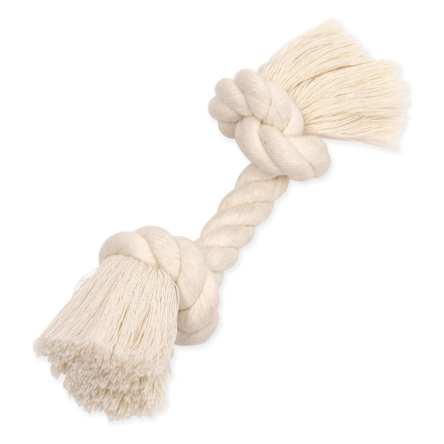 Mammoth Dog Toy Mini White Rope Bone 6"