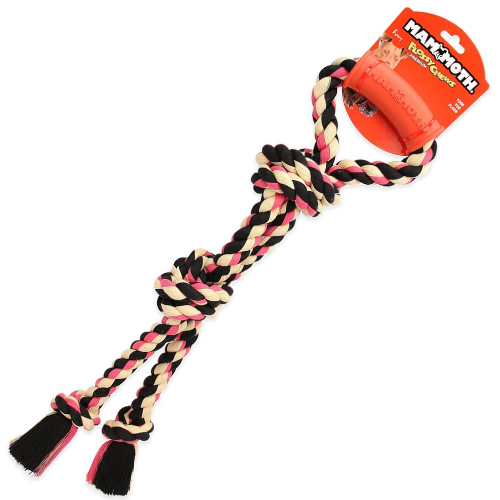 Mammoth Dog Toy Color Twin Tug With Rubber Handle Large 24"