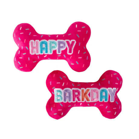 Petshop by Fringe Studio Birthday Dog Toy It's My Barkday Plush Bone