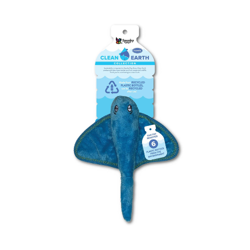 Spunky Pup Dog Toy Clean Earth Stingray Small