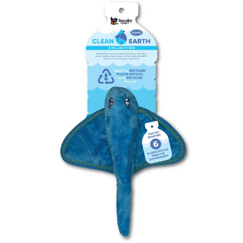 Spunky Pup Dog Toy Clean Earth Stingray Large