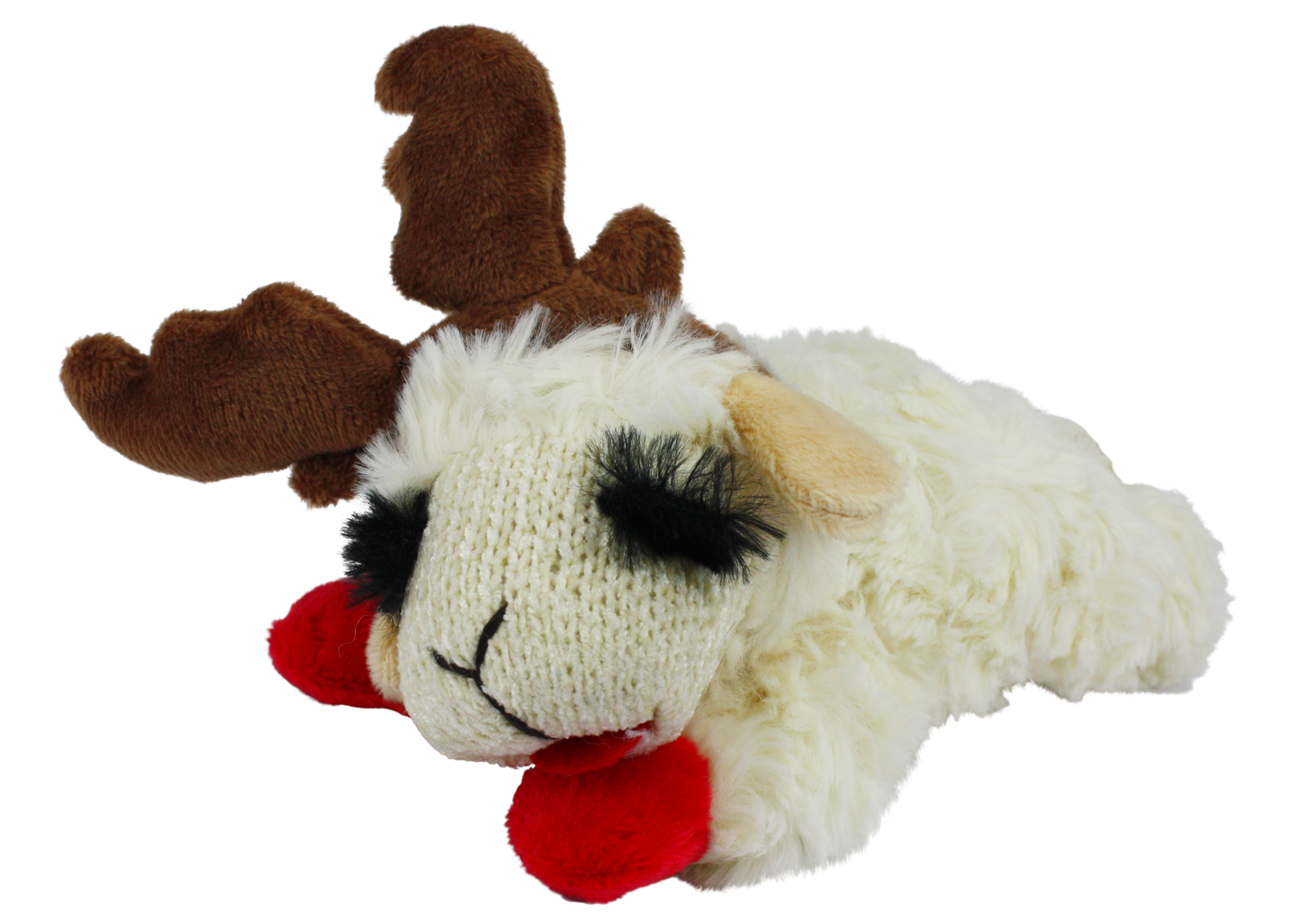 Multipet Lamb Chop Dog Toy Holiday With Antlers 6"