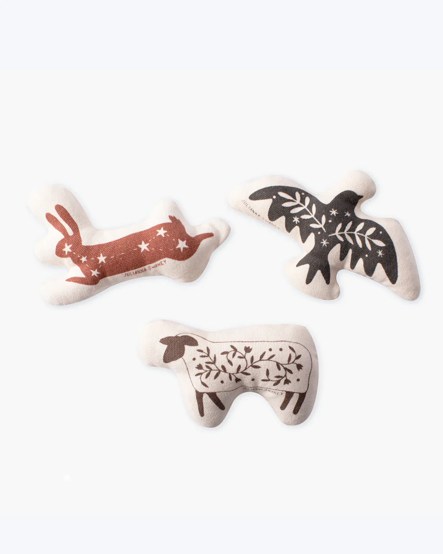 Pet Shop By Fringe Dog Toy Folk Animal 3 Piece Plush Set