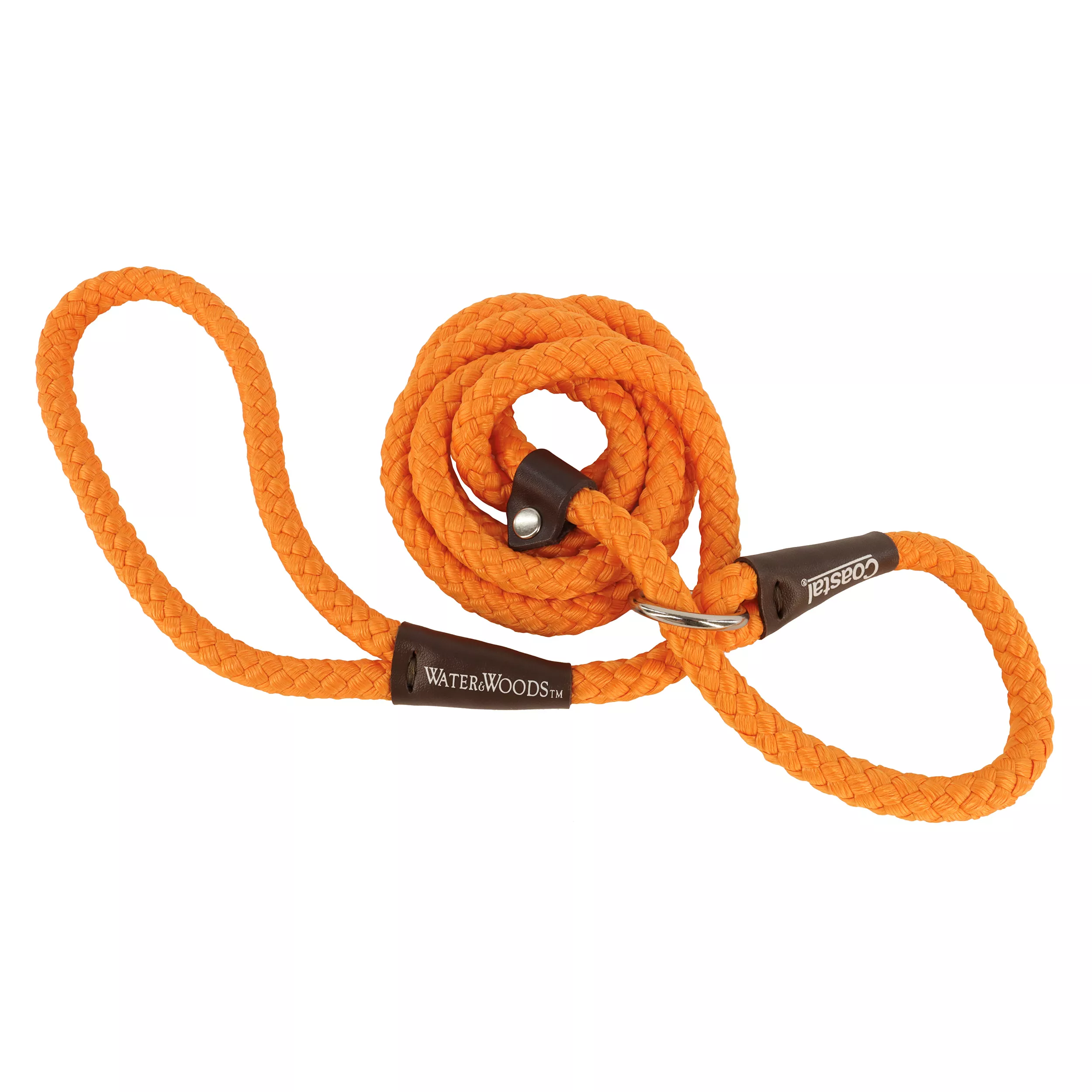 Coastal Water & Woods Dog Slip Leash Braided Rope 6' Safety Orange