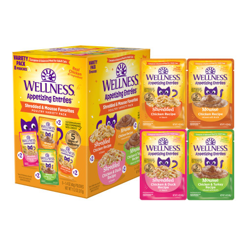 Wellness Cat Appetizing Entrees Shredded & Mousse Variety 8pk