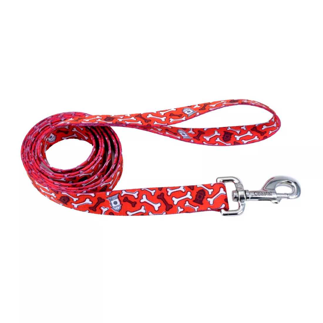 Coastal Pet Attire Dog Leash 1'' x 6' Red Bones