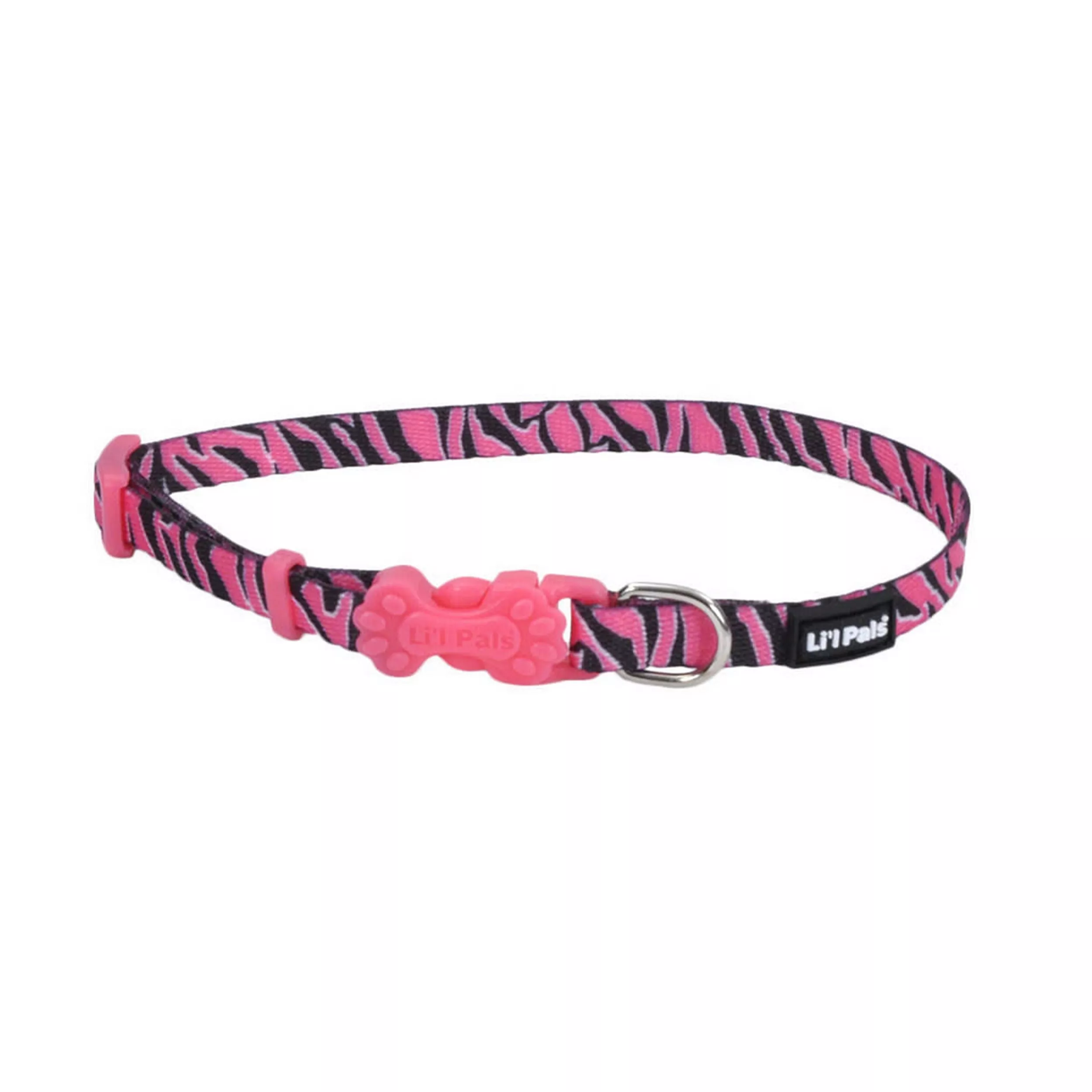 Li'l Pals Adjustable Dog Collar 5/6 x 12'' Pink Zebra