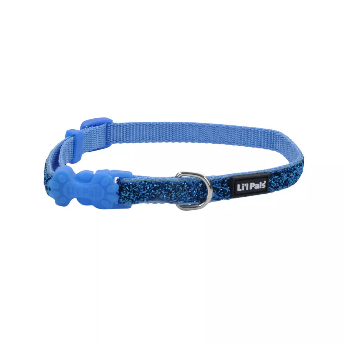 Li'l Pals Adjustable Glitter Dog Collar 3/8 x 8-12'' Blue