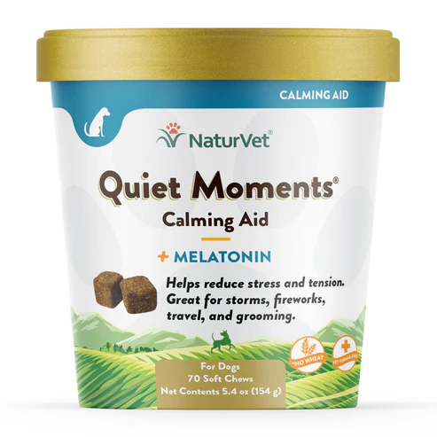 NaturVet Quiet Moments Calming Aid Soft Chews Plus Melatonin for Dogs 70 CT