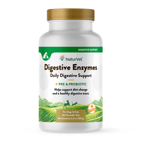 NaturVet Digestive Enzymes with Probiotics Tablets 60CT