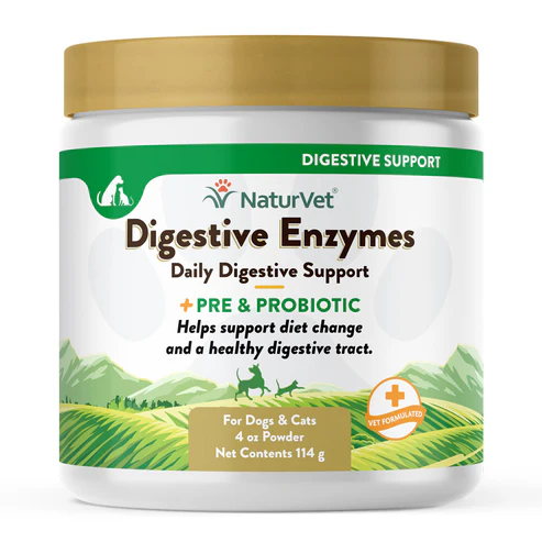 NaturVet Digestive Enzymes with Probiotics Powder 4 oz